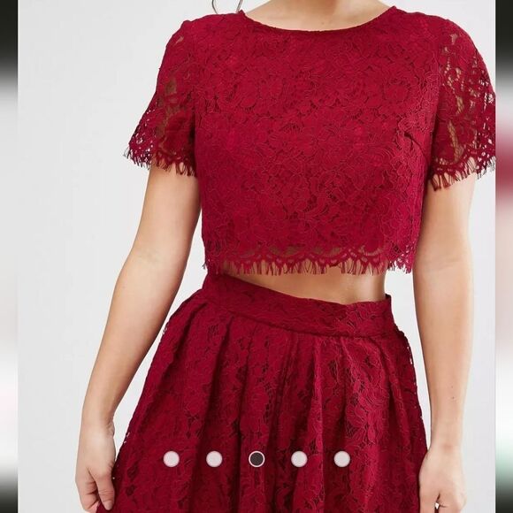 True Decadence Petite 2 In 1 Allover Lace Full Prom Skater Midi Dress Size 8US - Picture 9 of 9